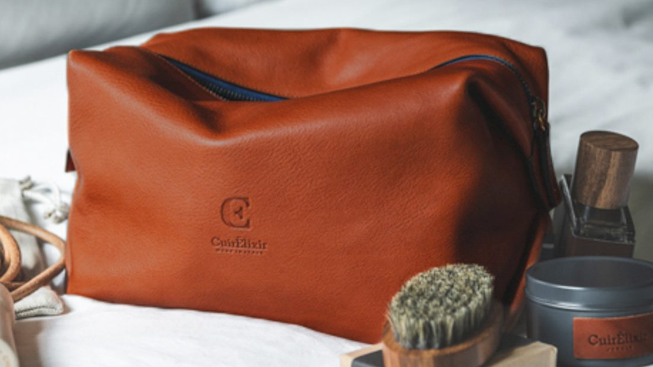 Italian leather toiletry bag